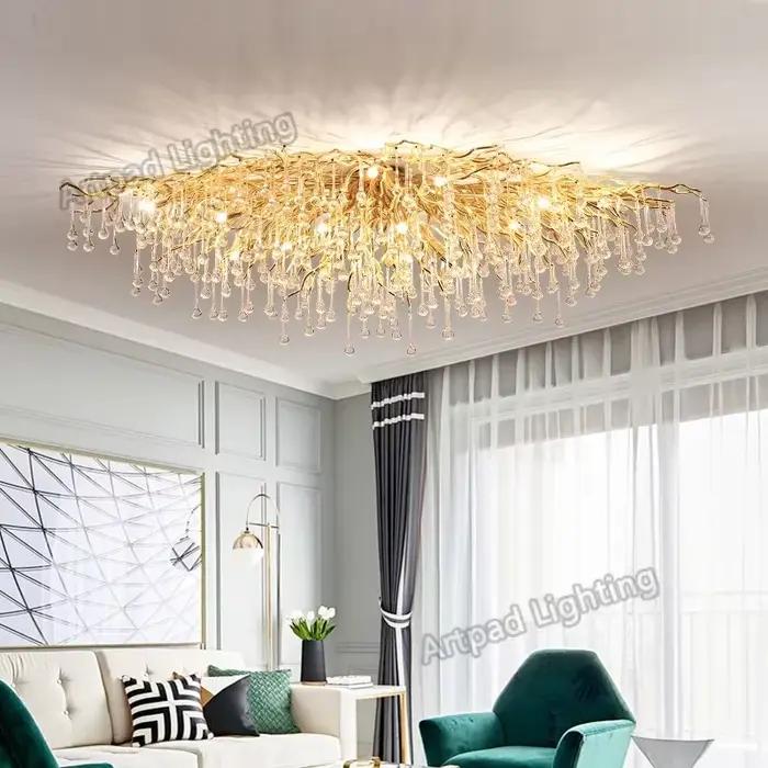 Branche moderne lustres en cristal or luxe éclairage lustre pour chambre salle à manger salon cuisine lumière
