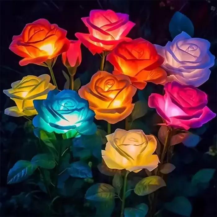 5 têtes Rose pelouse lampe lumières solaires extérieur décoratif solaire jardin lumières pour cour Patio jardin mariage décor fée lumières