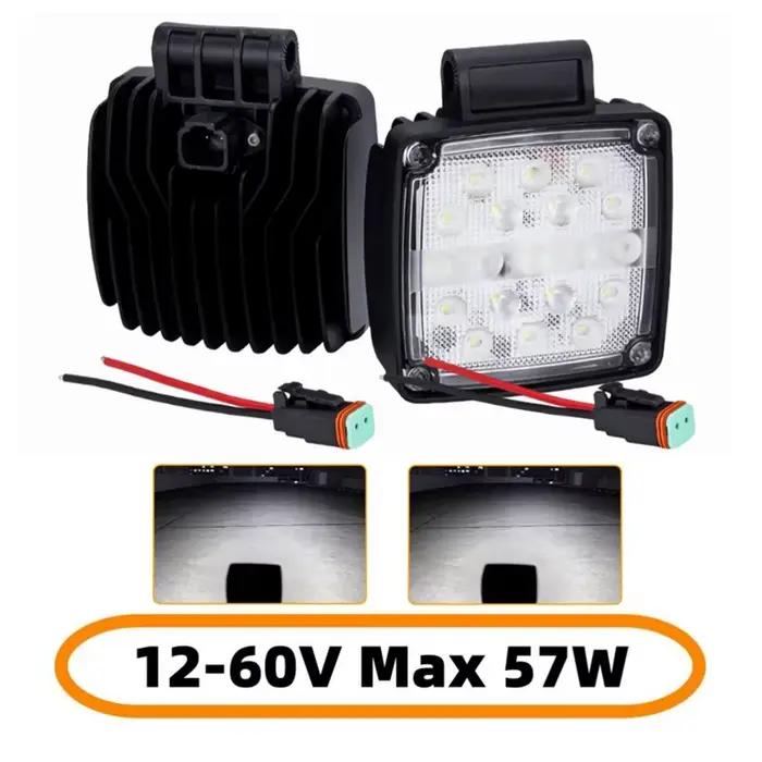 Lampe de travail pour excavatrice 19 LED - 2 pièces, 57W, 6500K, design à faisceau large, étanche IP65 pour chargeuse, tracteur,