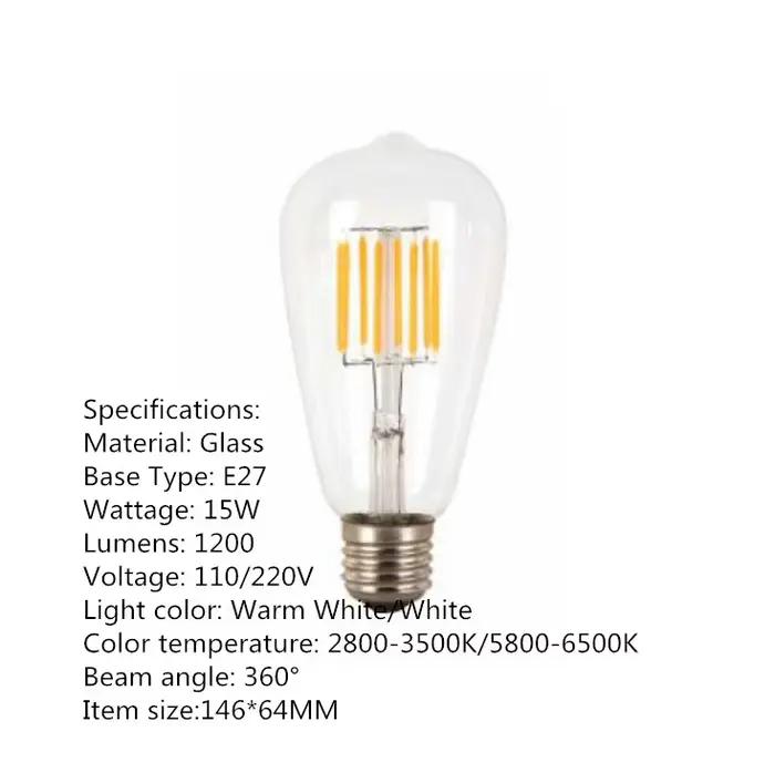 Ampoule E27 ST64 3W 6W 9W 12W 15W 18W 21W, ampoules Edison LED Vintage à Filament Antique