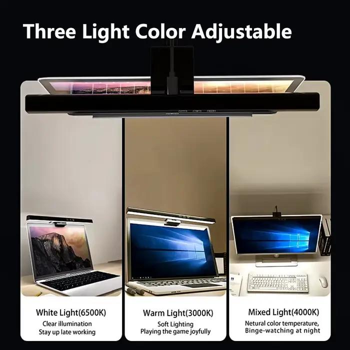 Barre lumineuse LED pour moniteur 33cm 50cm, lampe de bureau, éclairage d'écran de PC à intensité réglable, lampe suspendue pour écran d'ordinateur, lampe de travail, d'étude et de lecture