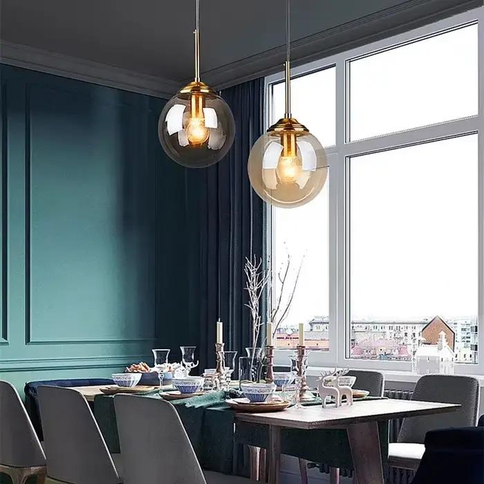 Lampe suspendue en verre LED nordique moderne de luxe