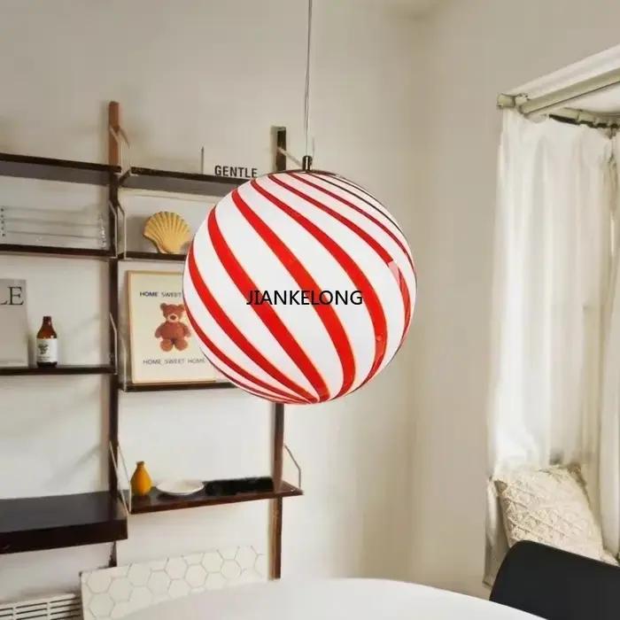 Lustre boule de sucette moderne chambre d'enfants suspension en verre pour chambre salon maison boutique décor Art LED lampe à suspension ronde