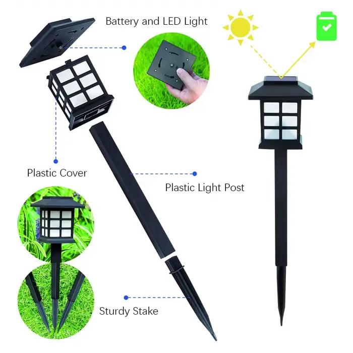 Paquet de 2 lumières solaires de voie lampe solaire extérieure éclairage paysager étanche pour jardin cour Patio passerelle allée Camping décor