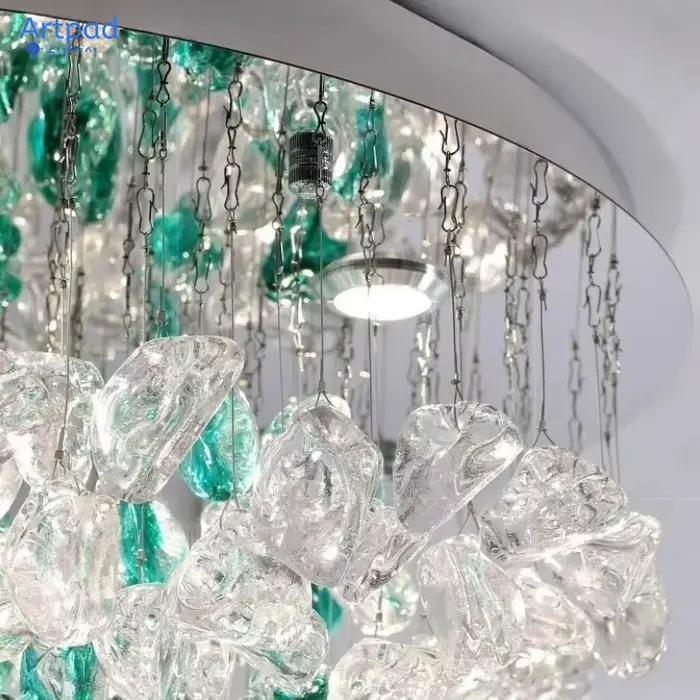 Plafonnier en cristal vert moderne pour salon chambre hôtel décor à la maison