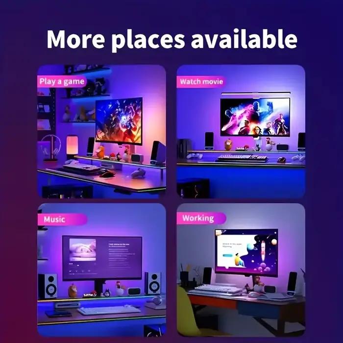 Bande lumineuse LED RGB intelligente pour écran d'ordinateur, synchronisation musicale, rétroéclairage de moniteur, décoration d'ambiance pour jeux et fêtes