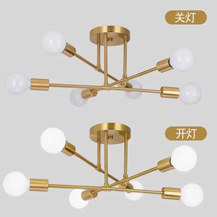 Plafonnier Vintage suspension Multiple E27 Base de lampe 6 têtes noir/blanc/or pour salon moderne simplicité LED plafond
