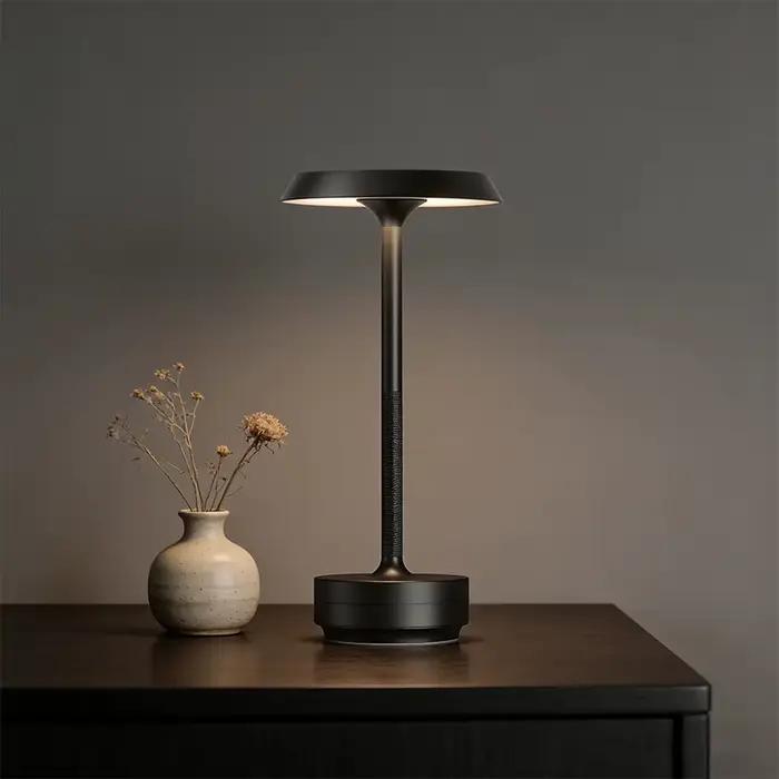 Lampe de table LED rechargeable par USB, dorée/noire, veilleuse sans fil à capteur tactile, lampe de bureau en aluminium pour chambre, bar, salle à manger