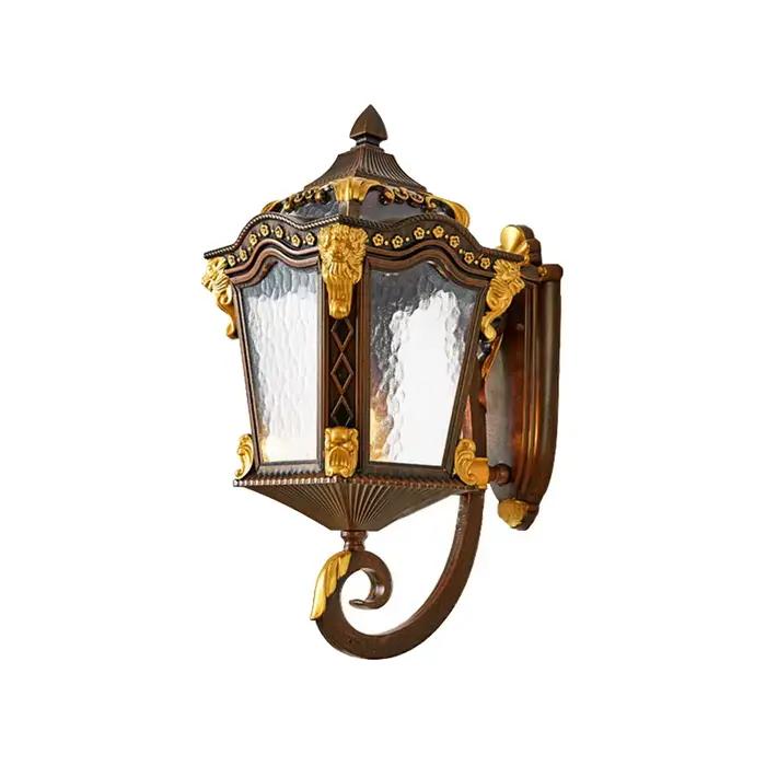 Applique murale LED carrée d'extérieur en forme de Lion, verre en aluminium moulé, cuivre brossé, luminaire pour la décoration de la maison