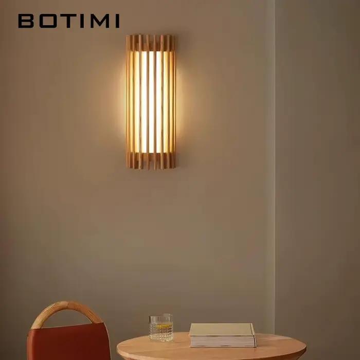 BOTIMI 2025 nouveauté applique en bois moderne en bois massif Luminaires de chevet nordique hôtel concepteur maison applique murale décorative