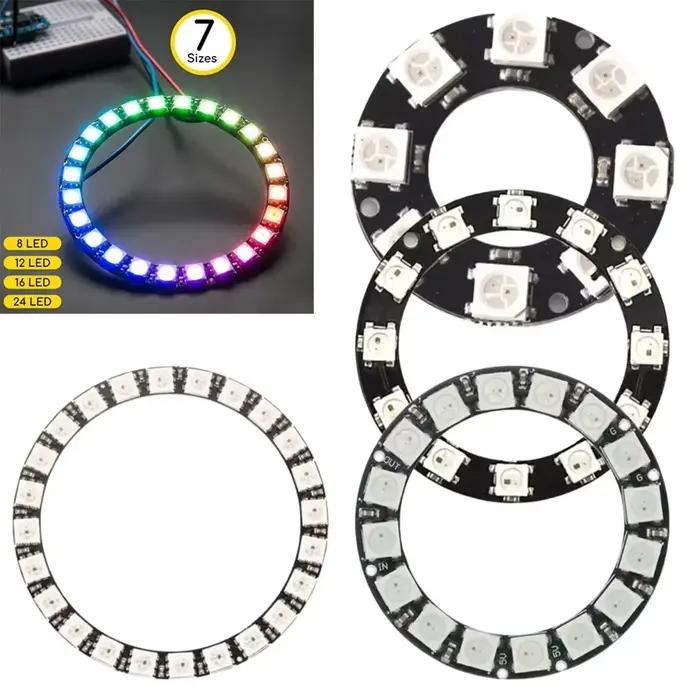 Anneau LED RGB adressable individuellement 5V, anneau néoPixel pour lampe de pilote polychrome WS2812, accessoires d'éclairage portables