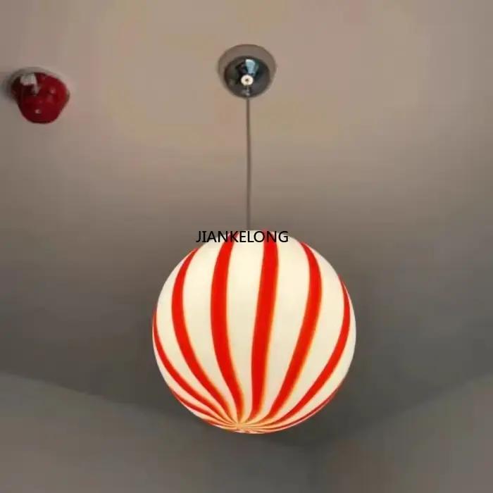 Lustre boule de sucette moderne chambre d'enfants suspension en verre pour chambre salon maison boutique décor Art LED lampe à suspension ronde