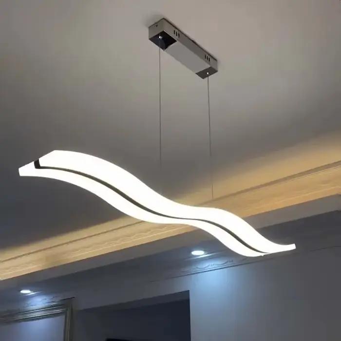 Lampe à pendentif LED moderne lustre à bande minimaliste pour salon salle à manger cuisine île décor à la maison luminaire suspendu