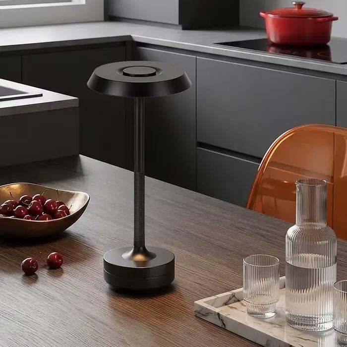 Lampe de table LED rechargeable par USB, dorée/noire, veilleuse sans fil à capteur tactile, lampe de bureau en aluminium pour chambre, bar, salle à manger