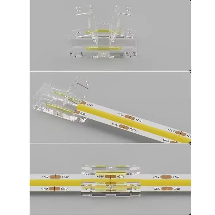 Connecteur de bande LED COB à 2 broches, 5mm 8mm 10mm, connecteurs d'angle LED en forme de L, soudage gratuit, bande lumineuse COB, pinces fixes, boucle, 10 pièces