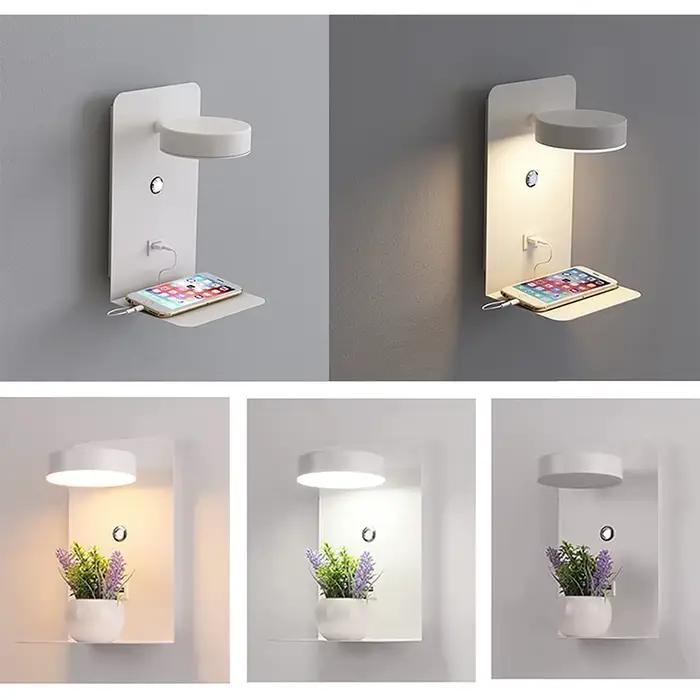 Mur LED lampe avec interrupteur et Port de chargement USB moderne 9W noir blanc allée chambre chevet Art éclairage décoration appliques murales