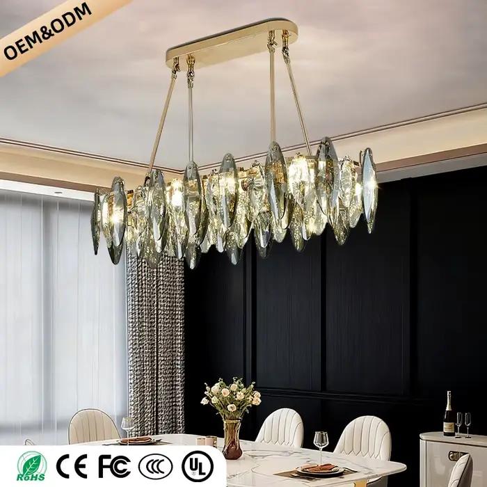 Lustre en cristal de luxe salon plafond haut suspension salle à manger luminaires suspendus Lustre
