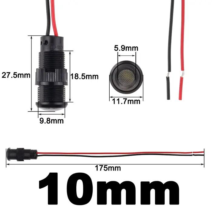 1/5 pièces 6/8/10/12mm indicateur LED en plastique noir Signal point lampe rouge jaune ambre bleu vert blanc 3V5V6V12V24V110V220V