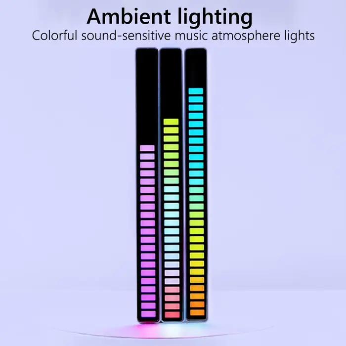Bande lumineuse LED activée par le rythme de la musique, barre lumineuse RGB pour voiture, lampe d'ambiance, décoration de fête