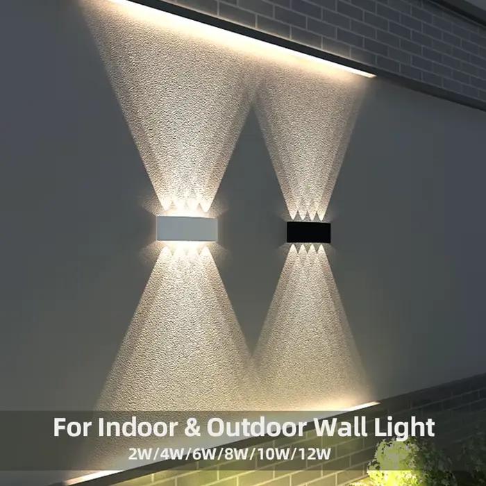 Applique murale led exterieur,Etanche IP65,applique murales intérieur,Aluminium,lampe jardin,Up Down,Luminaire murale pour Chambre Salon Escalier Couloir Hall Pathway Porche 2W 4W 6W 8W 10W 12W