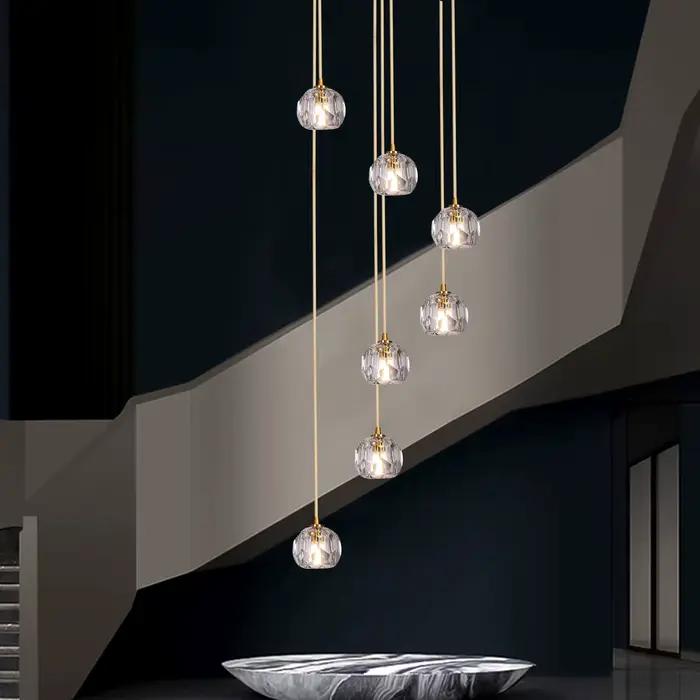 Cristal suspension Led moderne Cluster Lustre décor à la maison suspendu plafonnier Lustre salon salle à manger escaliers luminaire