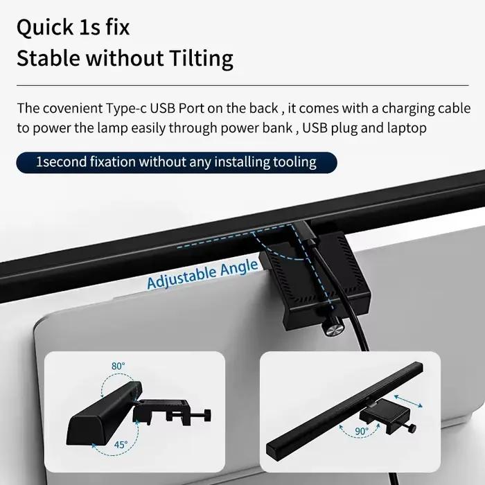 Barre lumineuse LED pour moniteur 33cm 50cm, lampe de bureau, éclairage d'écran de PC à intensité réglable, lampe suspendue pour écran d'ordinateur, lampe de travail, d'étude et de lecture