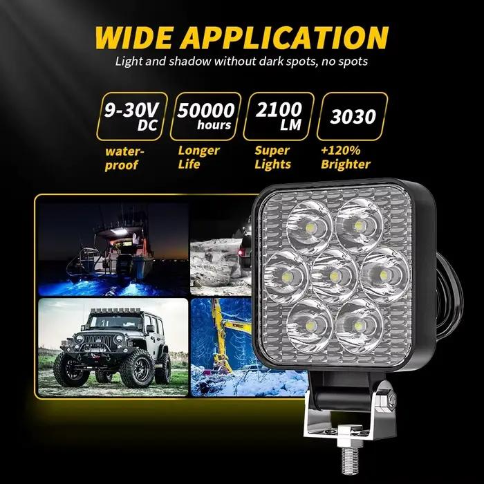 Mini 2.5 "Carré Mini Led Carré Lampe De Travail Poteau 7LED Cross Country Marine Projecteur 4X4 Jeep JK 4Wd Camion 9V-30V