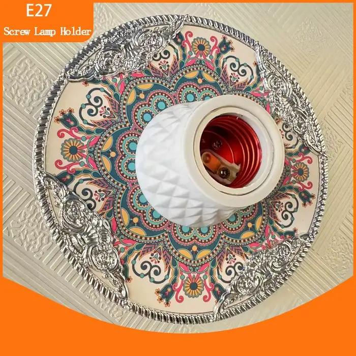 Style européen e27 vis support de lampe doré fantaisie Lotus Palace Style vis support de lampe émail couleur LED économie d'énergie support de lampe