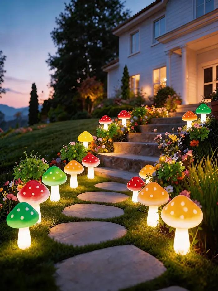 Lampes solaires en forme de champignon 10/20 LED pour la décoration extérieure du jardin