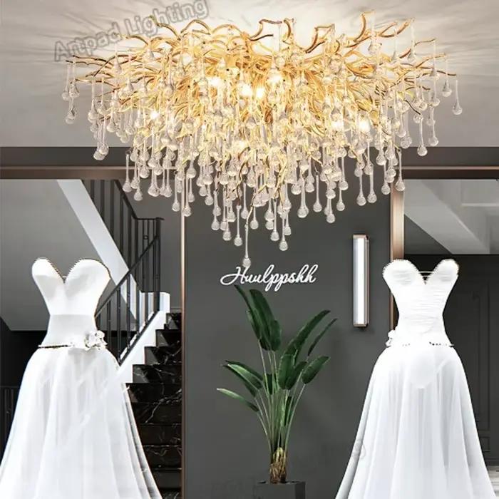 Branche moderne lustres en cristal or luxe éclairage lustre pour chambre salle à manger salon cuisine lumière