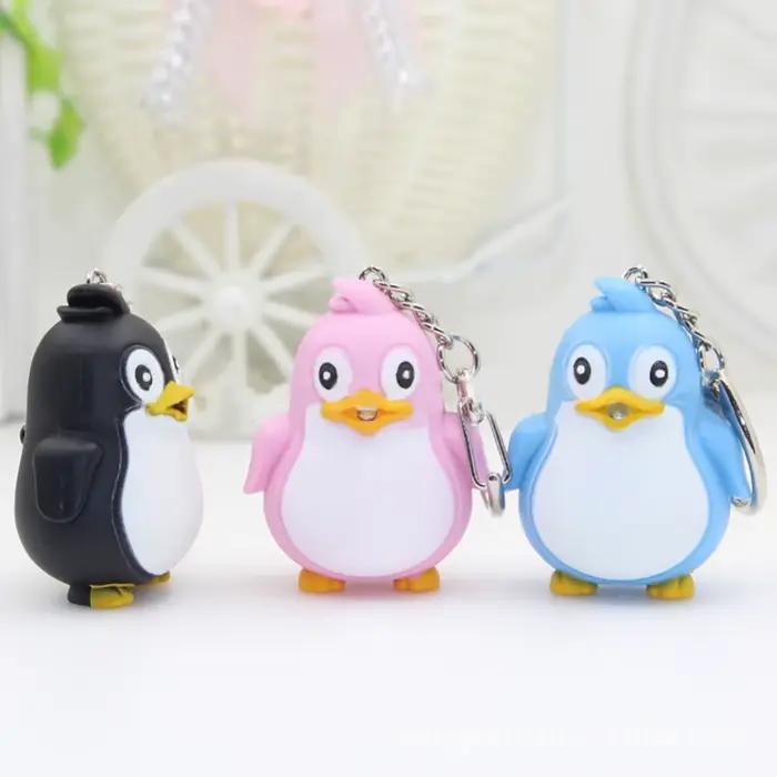 Mignon Animal pingouin lumière LED avec son porte-clés porte-clés torche cadeau de noël porte-clés porte-clés porte-clés