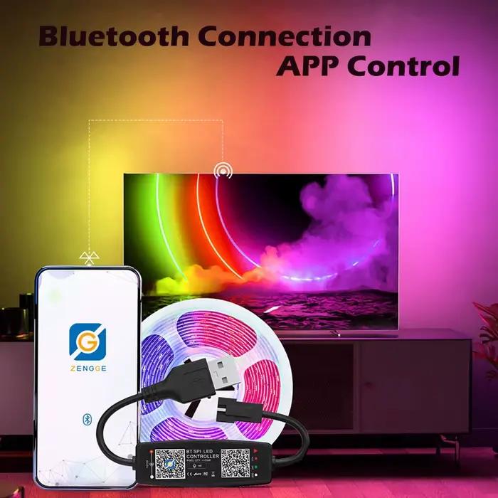 Contrôleur BLE WS2812B Musique Bluetooth pour bande lumineuse LED Pixel SK6812 WS2811 WS2812 Bande lumineuse LED USB 5V Contrôleur à distance par application