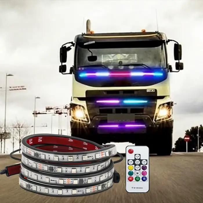 DRL-Bande lumineuse LED pour camion, néon RVB, banderole flexible, barre d'ambiance déconnectée, escales extérieures, lampe avec télécommande, 24V