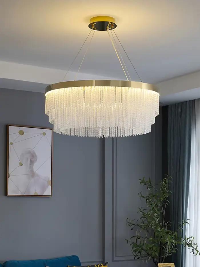 Lustres modernes à pampilles pour salon, îlot de cuisine, décoration d'intérieur, lumière nordique, luxe, pendentif en cristal, lampes de face, nouveau