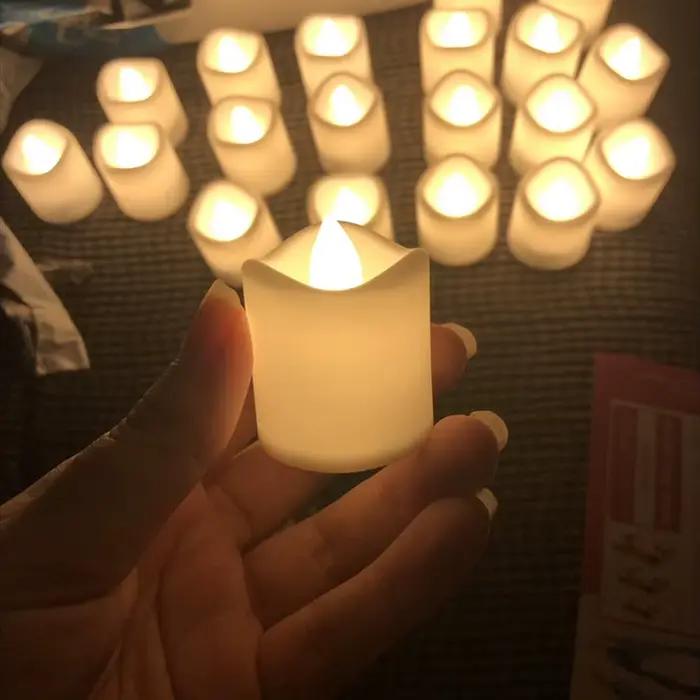 24/48 pièces sans flamme LED bougies alimenté par batterie souhaitant créatif lampe à thé blanc chaud Halloween mariage décoration de noël