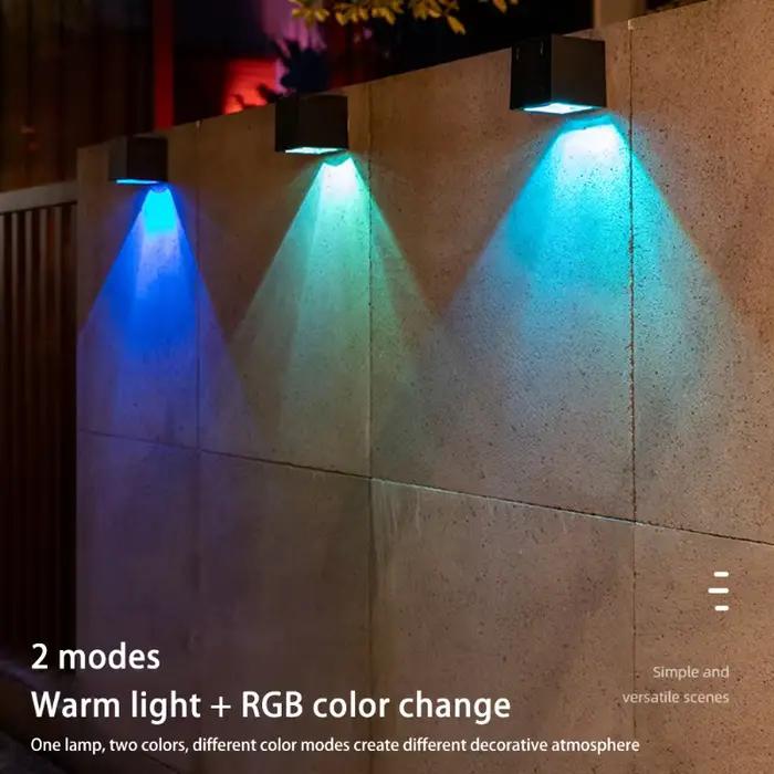 Lampe solaire extérieure carrée émettant bleu ou rose pour éclairer et décorer jardin clôture entrée occasions spéciales