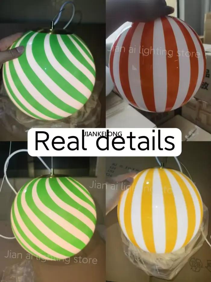 Lustre boule de sucette moderne chambre d'enfants suspension en verre pour chambre salon maison boutique décor Art LED lampe à suspension ronde