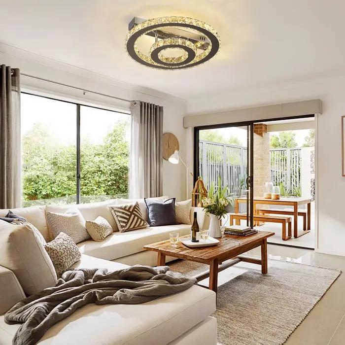 Plafonnier moderne de luxe décor à la maison Lustre Led en cristal éclairage intérieur