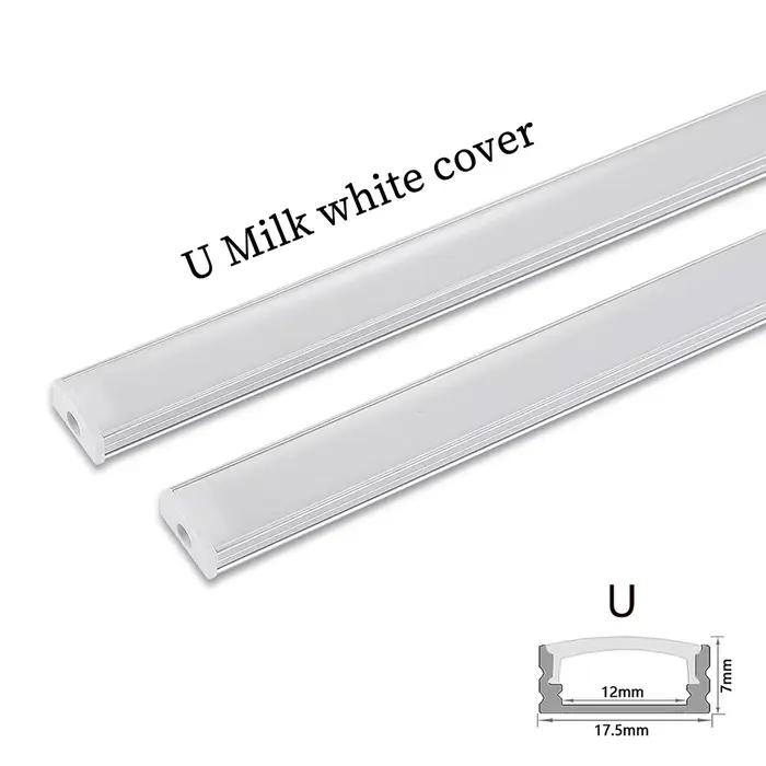 Profilé en aluminium LED, 2 à 30 pièces/paquet, 0.5 m/pièce en forme de U/V, adapté aux matériaux de décoration de canal de boîtier de bande lumineuse LED de 8 à 12mm