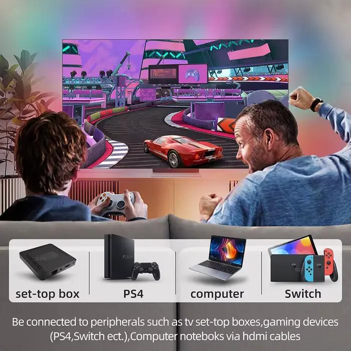 Boîte de synchronisation d'écran intelligente AI, bande LED d'ambiance, TV, moniteur PC, rétro-éclairage, HDMI 2.0, 4K, lumières de musique de jeu, WIFI, Alexa, Assistant Google