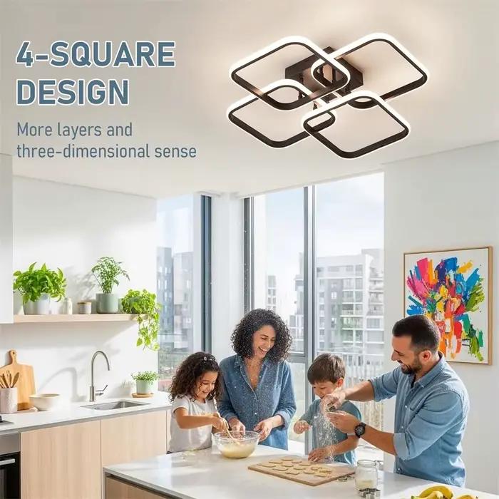 Plafonniers LED modernes carrés à montage encastré pour salon