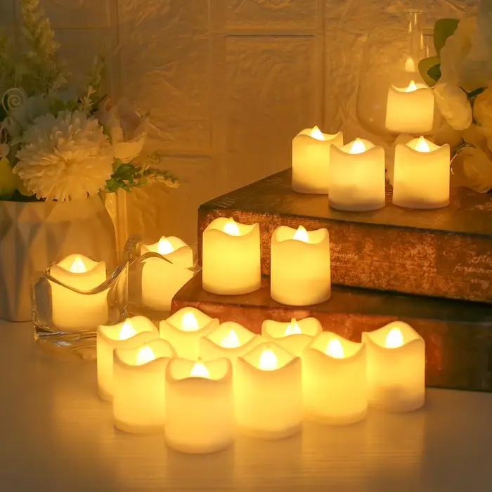 24/48 pièces sans flamme LED bougies alimenté par batterie souhaitant créatif lampe à thé blanc chaud Halloween mariage décoration de noël