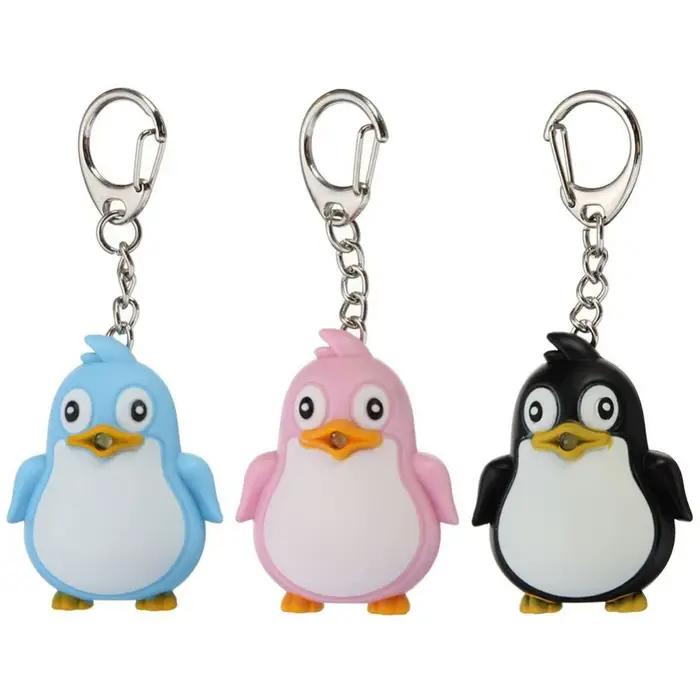 Mignon Animal pingouin lumière LED avec son porte-clés porte-clés torche cadeau de noël porte-clés porte-clés porte-clés
