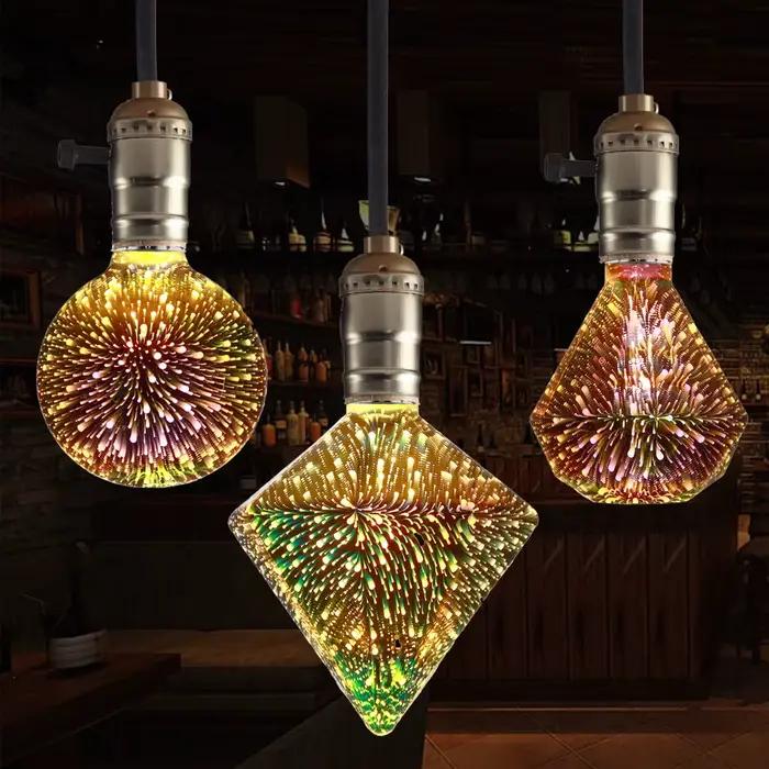 Ampoule LED 3D Edison E27 AC220V Vintage Noël Ampoule décorative Ampoule LED colorée pour la maison Salon Éclairage intérieur
