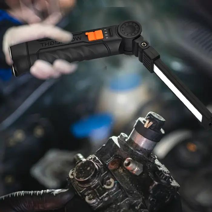 Lampe de travail LED magnétique, lampe COB rotative à 360 degrés, appareil portable rechargeable et lumineux pour l'entretien automobile en extérieur