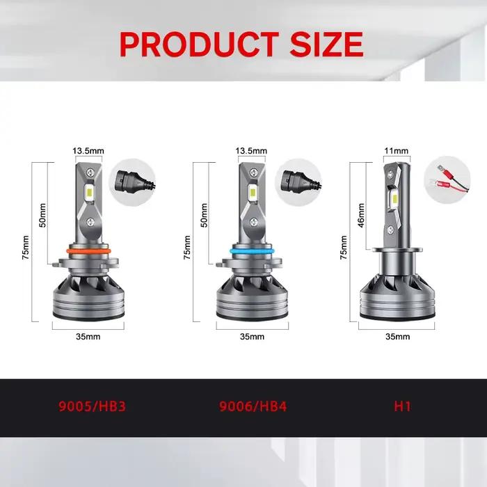Ampoules de phares LED HL H1 1600W 500000lm, ampoules de voiture haute puissance H1 9005 HB3 9006 HB4, feux antibrouillard 6000K, utilisation tout-terrain 12V 24V