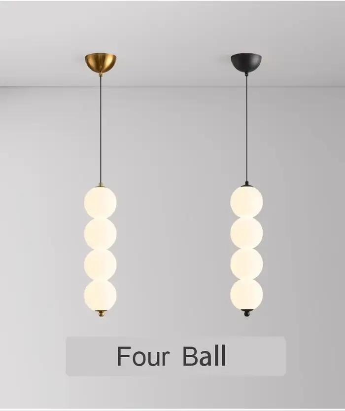 Lustre pendentif LED design pour café Bar chambre chevet cuisine 4 têtes boule ronde luminaire suspendu décor à la