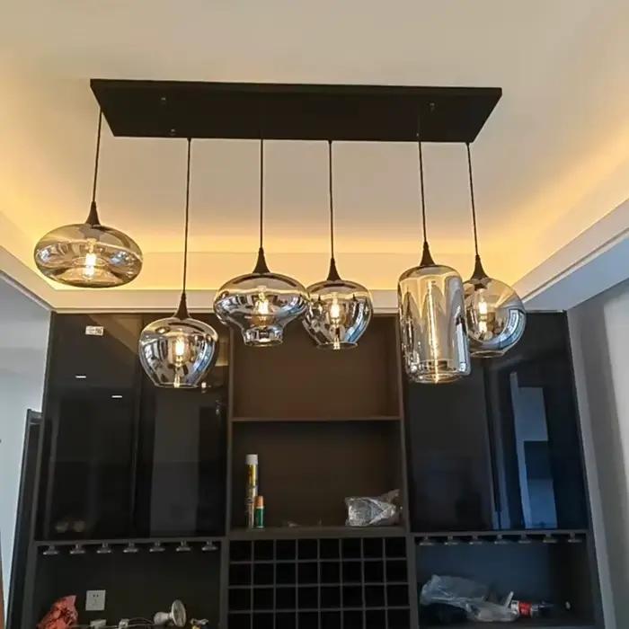 Lampes boule de verre modernes pour salon lustres suspendus chambre Table à manger cuisine suspendus lumières Led décoration intérieure de la maison