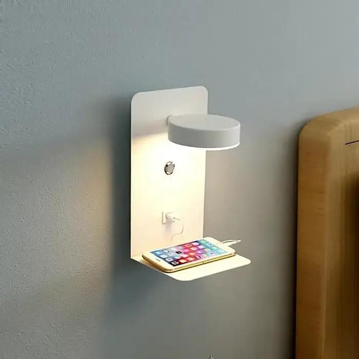 Mur LED lampe avec interrupteur et Port de chargement USB moderne 9W noir blanc allée chambre chevet Art éclairage décoration appliques murales
