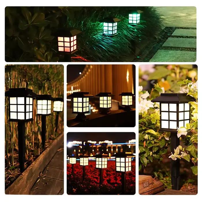 Paquet de 2 lumières solaires de voie lampe solaire extérieure éclairage paysager étanche pour jardin cour Patio passerelle allée Camping décor